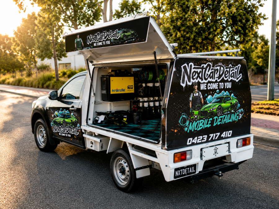 Next Car Detail fully equipped mobile car detailing ute parked in Maddington Perth